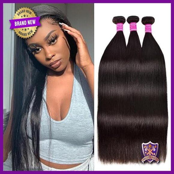 Brazilian Human Hair Extensions 3 Bundles Straight 22 24 26 Inch